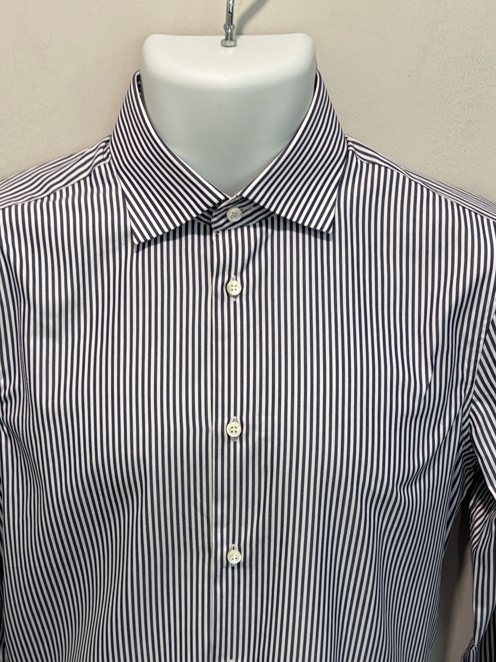 DSQUARED2 Blue White Stripe Dress Shirt Slim Fit Cotton EU46 US36 Cocktail - Picture 9 of 16